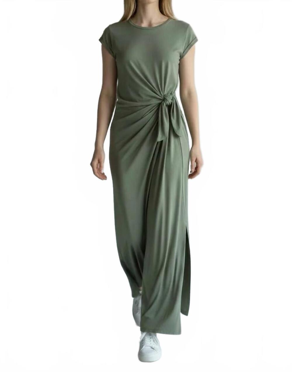 NEW DEX side tie midi dress in green